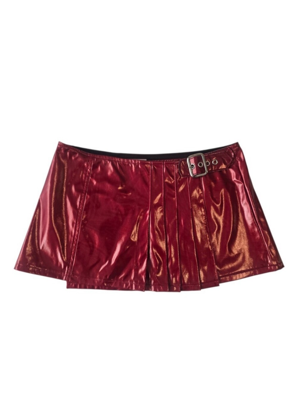 VTG Fetish by Lip Service Metallic Red Pleated Micro Mini Skirt Y2K M